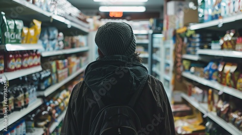 person shoplifting in a grocery store, stealing as misdemeanor