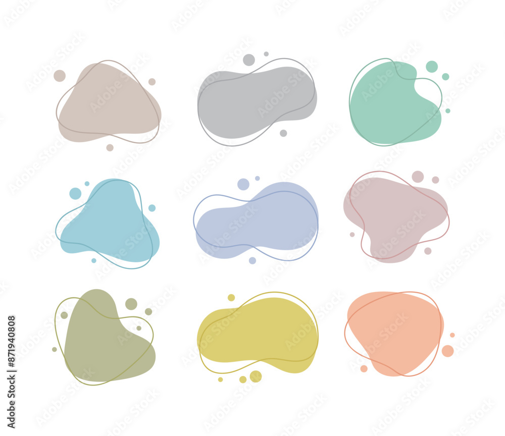 Set of border frame illustrations of abstract, geometric shapes with organic curves. Set of border frame illustrations of abstract, geometric shapes with organic curves.