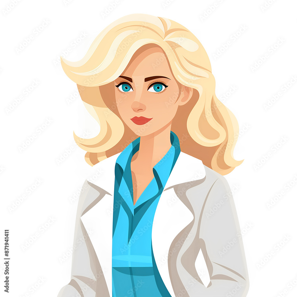 Doctor with blond hair icon in uniform. Flat style. doctor avatar Doctor with blond hair icon in uniform. Flat style. doctor avatar