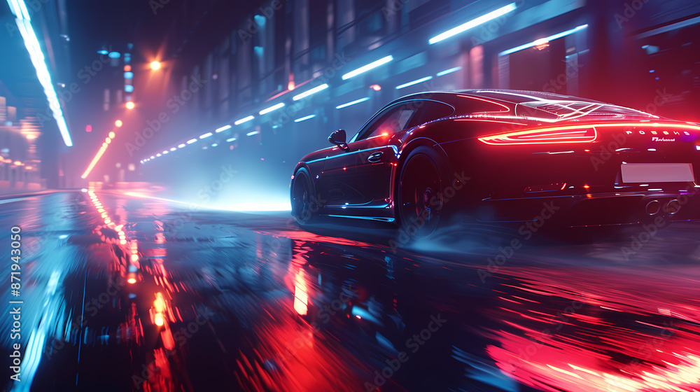 a car moving at night, with light trail, 8k uhd a car moving at night, with light trail, 8k uhd