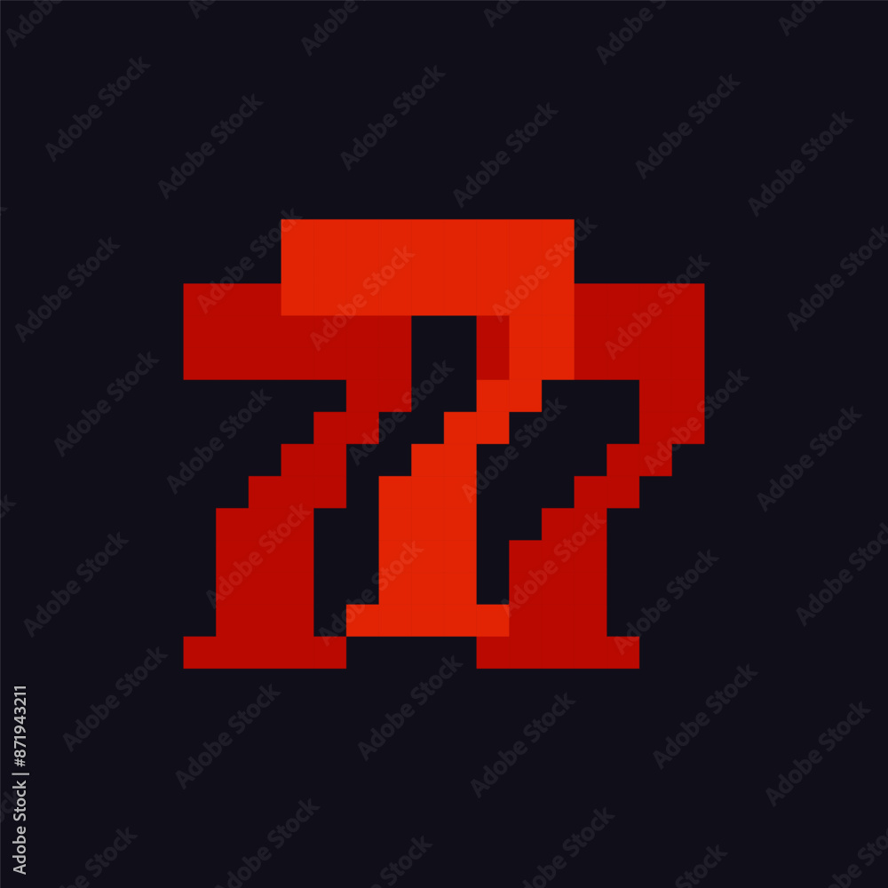 Three sevens 8-bit icon, seven pixel item for game interface, seven game element resource. Three sevens 8-bit icon, seven pixel item for game interface, seven game element resource.