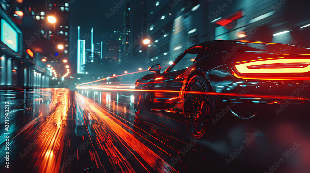 a car moving at night, with light trail, 8k uhd a car moving at night, with light trail, 8k uhd