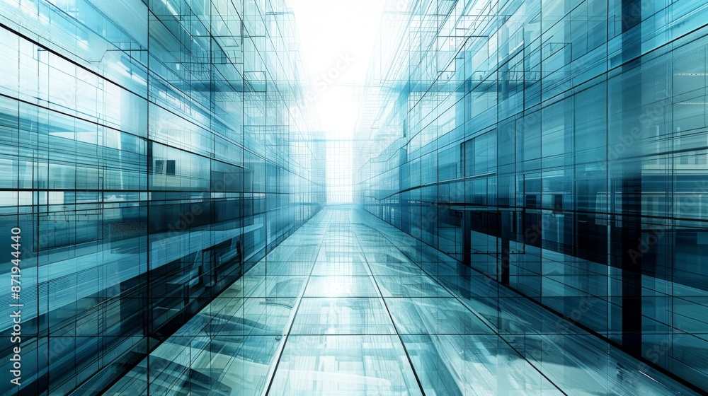 Abstract digital image of a futuristic city with glass walls Abstract digital image of a futuristic city with glass walls