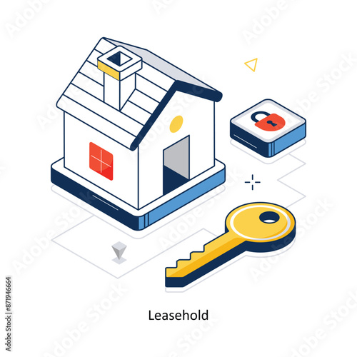 Leasehold concept vector isometric style stock illustration. EPS file