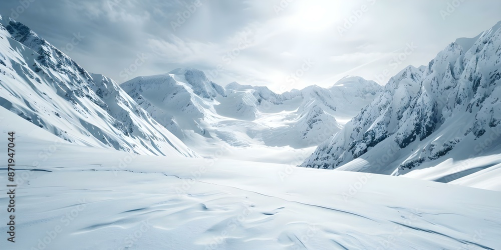 Fototapeta premium Unveiling Climate Change Signs as Snow Melts on Mountain Terrain. Concept Climate Change Awareness, Snow Melting, Mountain Terrain, Environmental Impact, Signs of Change