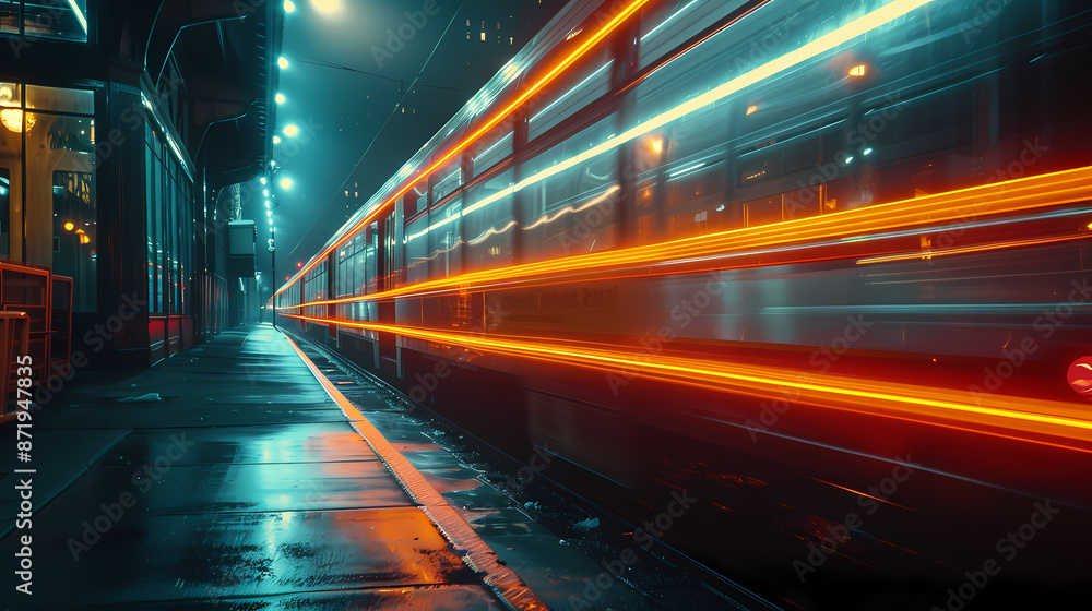 a truck moving at night, with light trail, 8k uhd a truck moving at night, with light trail, 8k uhd