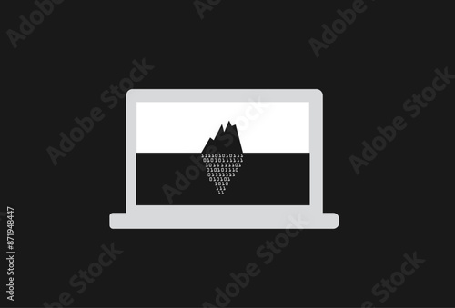 Computer monitor binary deep web dark net illustration