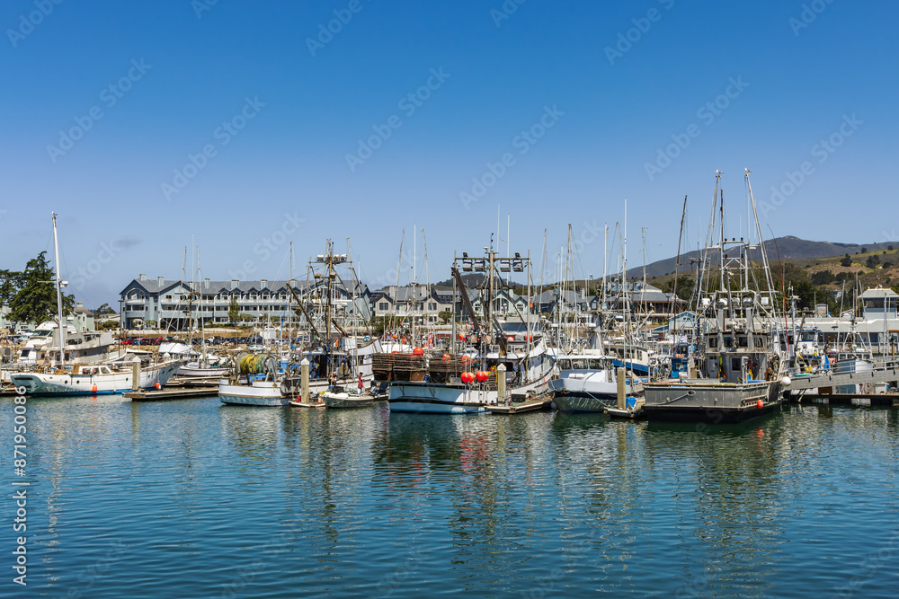 Fishing boats docked at the Pillar Point Harbor, Half Moon Bay, CA. Fishing boats docked at the Pillar Point Harbor, Half Moon Bay, CA.