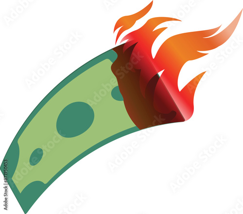 burning dollar banknote