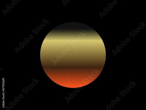 The black background in the picture has a circle in the middle. Inside the circle there are orange, black, yellow, and black in the picture, like the sun, used as an illustration in various works of a