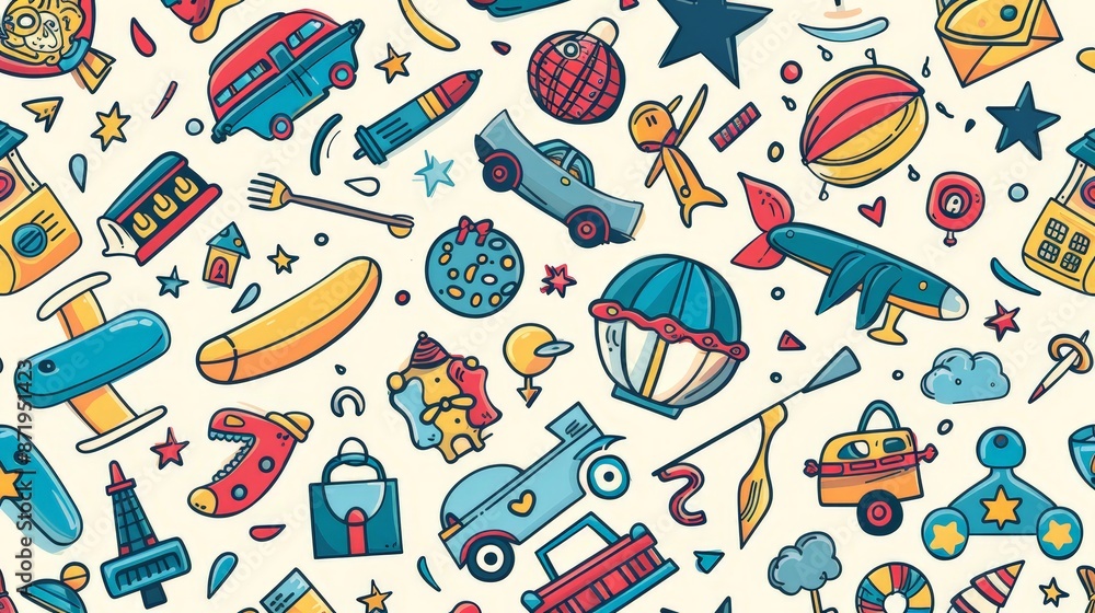 Whimsical Children Activities in Colorful Illustration Whimsical Children Activities in Colorful Illustration