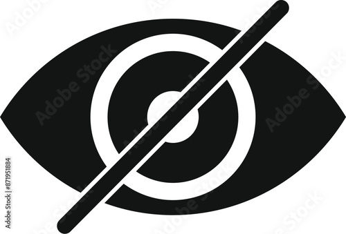 Black and white icon of an eye with a diagonal line through it, representing blindness or lack of vision