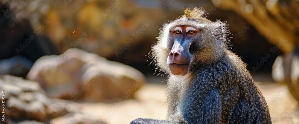 Fototapeta premium Hamadryas Baboon At Crocodylus Park,High Resolution, Ultra HD