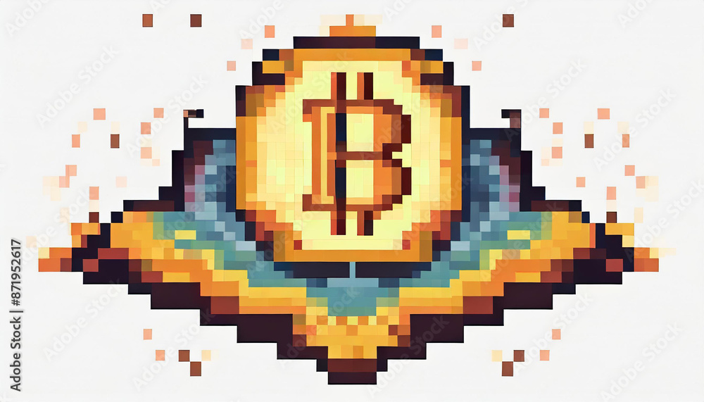 Fototapeta premium 8bit bitcoin pixel