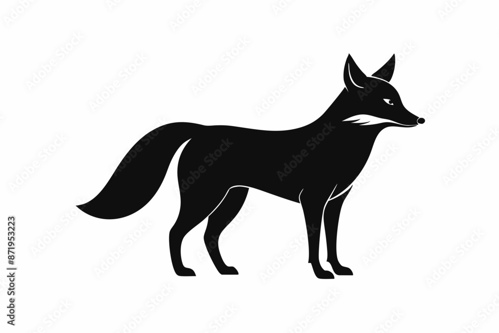 Obraz premium black and white fox silhouette, fox vector illustration, fox silhouette, animal silhouette isolated vector Illustration, png, Funny cute fox, Jumping cartoon foxs