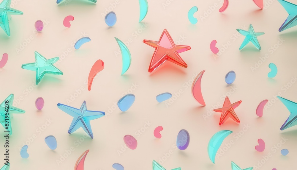 The background elements of the star are made of frosted glass, acrylic plastic in birosol and orange colors, on a neutral background. Ideal for website, banner The background elements of the star are made of frosted glass, acrylic plastic in birosol and orange colors, on a neutral background. Ideal for website, banner