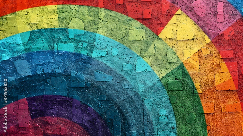 Fototapeta premium Rainbow Graffiti on Brick Wall.