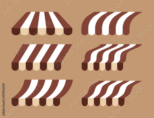Shop umbrellas alternating brown and white