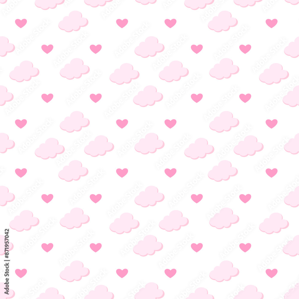 Fantasy pink cloud and heart seamless pattern in sky pastel vector background. candy texture . Fairy paradise realistic soft cloudy sunset landscape. Sweet dream illustration painting design Fantasy pink cloud and heart seamless pattern in sky pastel vector background. candy texture . Fairy paradise realistic soft cloudy sunset landscape. Sweet dream illustration painting design