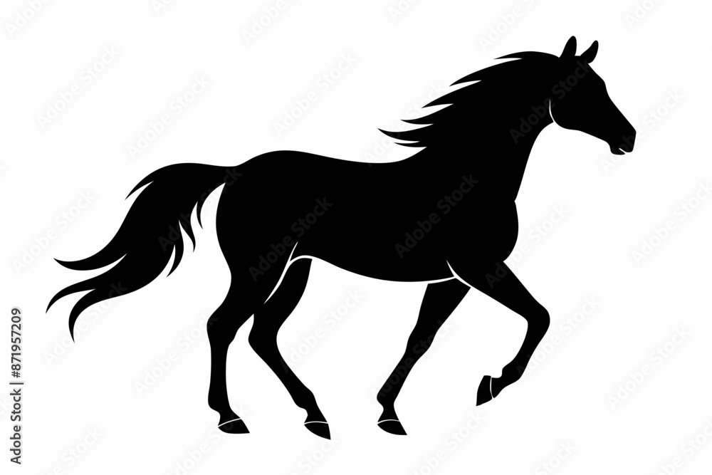 black and white horse silhouette, horse vector illustration, horse silhouette, animal silhouette isolated vector Illustration, png, Funny cute horse, Jumping cartoon horses