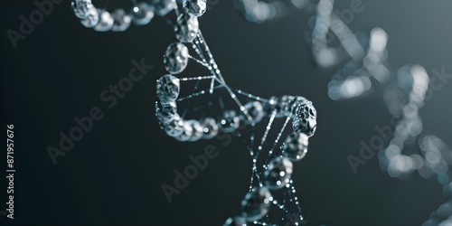 Abstract DNA structure on black background symbolizing genetic code and science. Concept Genetic Code, DNA Structure, Science, Abstract Art, Black Background © Anastasiia