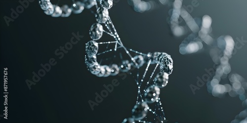 Abstract DNA structure on black background symbolizing genetic code and science. Concept Genetic Code, DNA Structure, Science, Abstract Art, Black Background