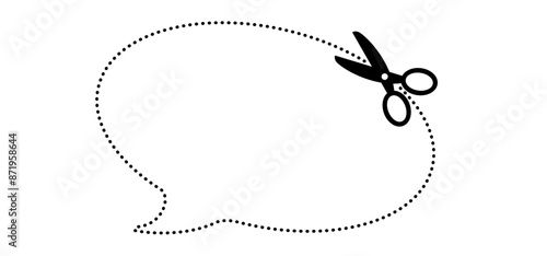 Cartoon cutout, coupon line pattern. Scissors icon. Snip markers. Flat vector cut lines. Scissor for cutting coupon, voucher or paper. For dotted line with shears or scissors cut lines symbol. 