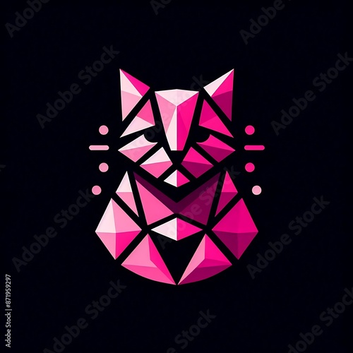 cat on isolated background,  Cat geometric illustration perfect for t shirt, wallpaper, wall decoration, cover, social media. photo