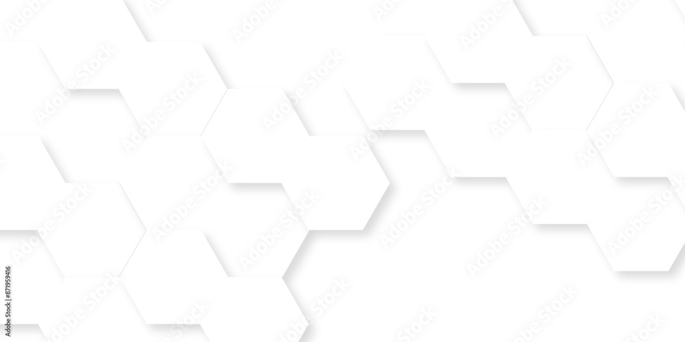 Obraz premium Abstract white 3d hexagon creative grid honeycomb structure mosaic pattern background. luxury minimal technology network abstraction tech digital tile vector wall banner surface polygon background.