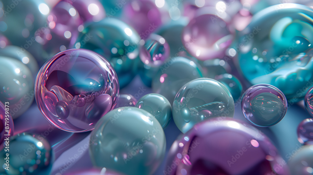 Shimmering Glass Beads and Balls with Bubbles in Pink and Purple Shimmering Glass Beads and Balls with Bubbles in Pink and Purple