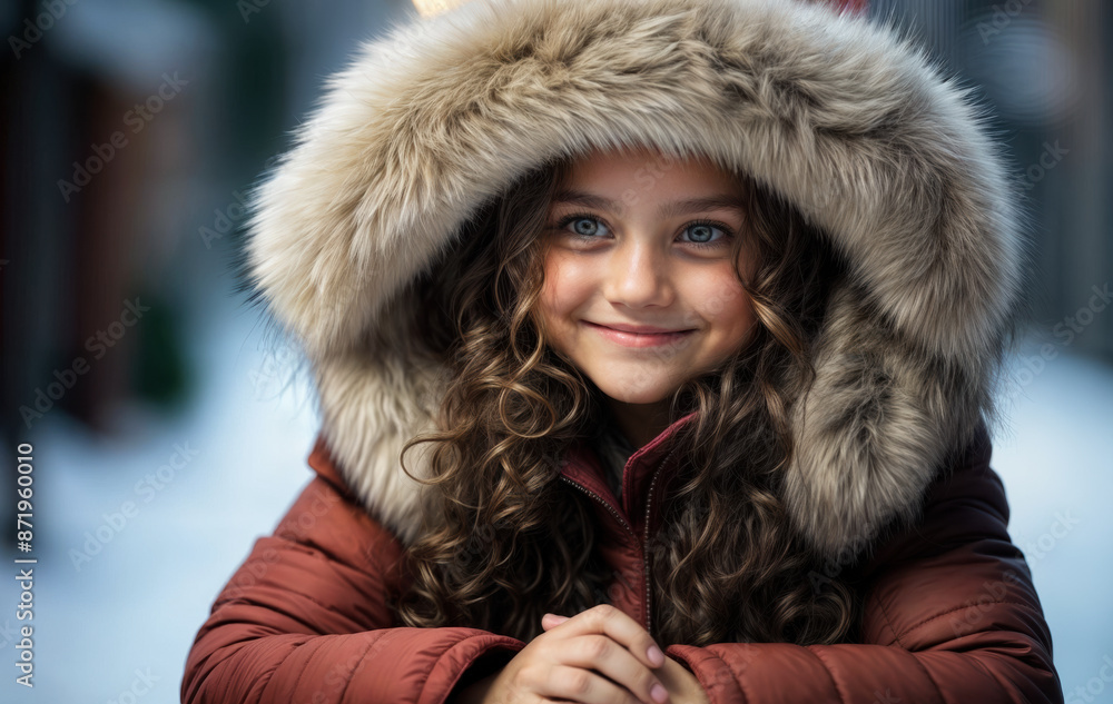 portrait of a young girl in a fur hat in the winter created with Generative AI technology portrait of a young girl in a fur hat in the winter created with Generative AI technology