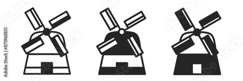 Windmill icon on white background. Vector logo windmill illustration.
