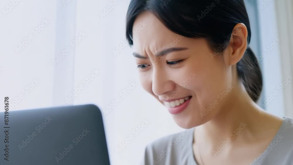 Woman Reacting to Laptop Screen Generative AI Woman Reacting to Laptop Screen Generative AI
