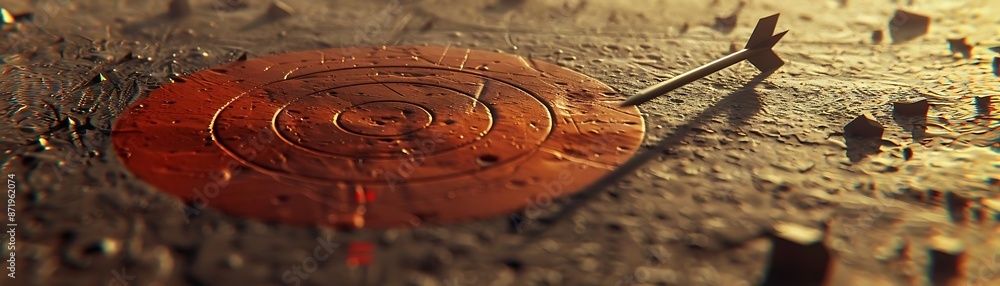 3D Illustration of a Rusty Target with a Dart 3D Illustration of a Rusty Target with a Dart
