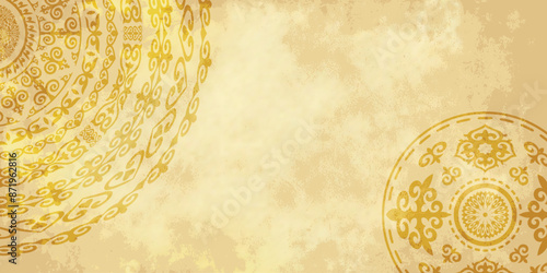 Ethnic background on the theme of Kazakh national ornament, frame, vector design	
