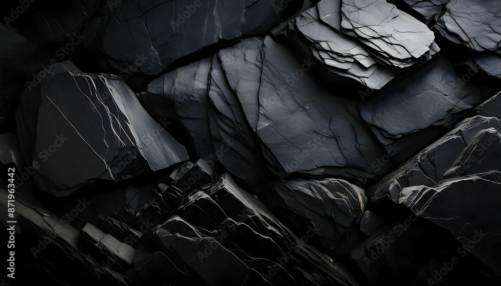 a dark black rock texture with soft, diffused light reflections, creating a serene and calming visual effect. a dark black rock texture with soft, diffused light reflections, creating a serene and calming visual effect.