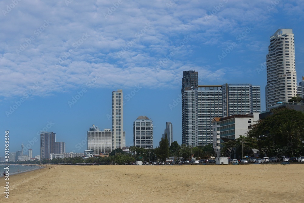 Jomtien Beach Pattaya City wide view the many hotel. Jomtien Beach Pattaya City wide view the many hotel.