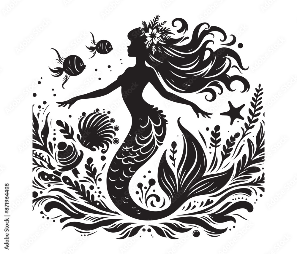 Obraz premium mermaid vector design,awesome mermaidsvg,high resolution printable mermaid atwork