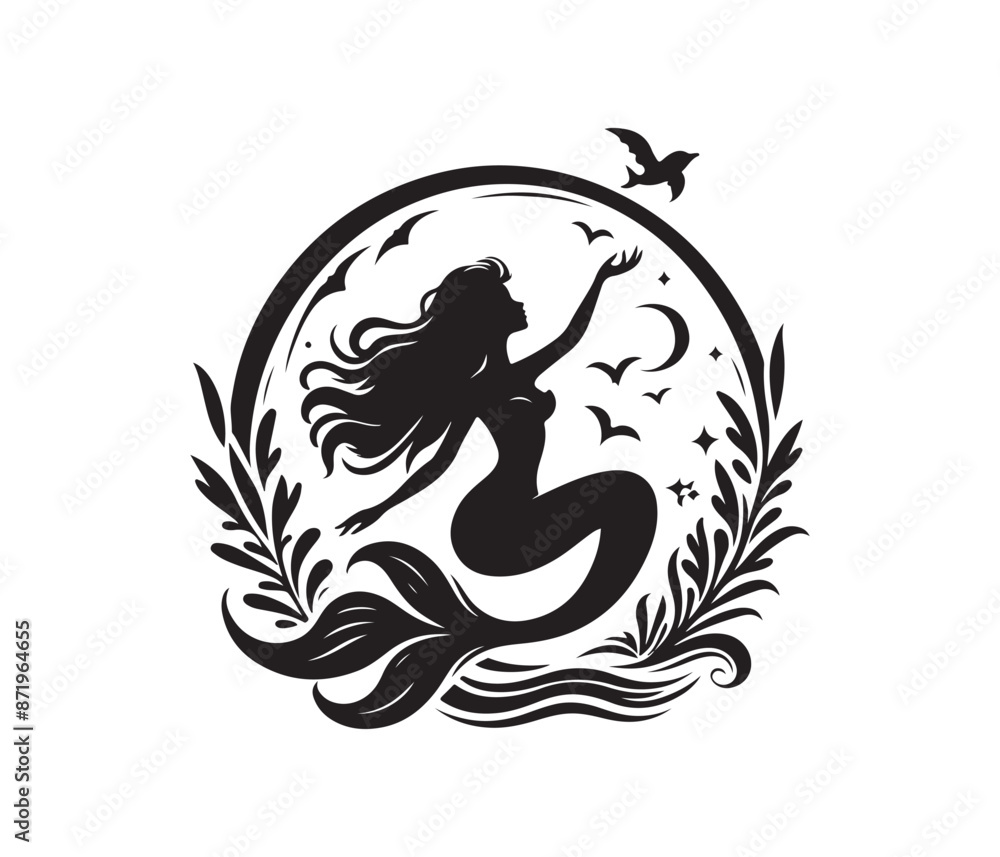 Naklejka premium mermaid vector design,awesome mermaidsvg,high resolution printable mermaid atwork