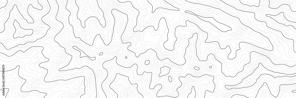 Geographical map, contour map, black lines on white background, vector design Geographical map, contour map, black lines on white background, vector design