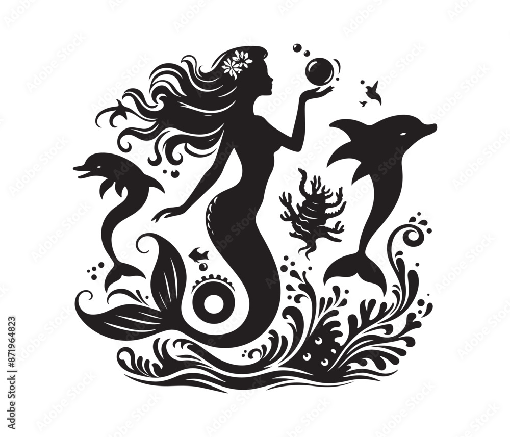 Obraz premium mermaid vector design,awesome mermaidsvg,high resolution printable mermaid atwork