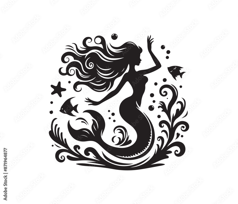 Fototapeta premium mermaid vector design,awesome mermaidsvg,high resolution printable mermaid atwork