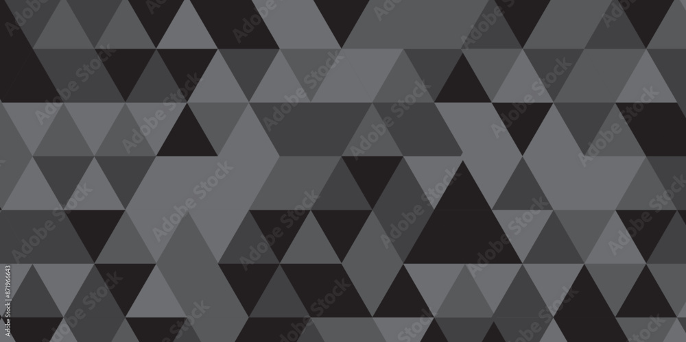 Triangle shape retro wall grid pattern geometric ornament tile vector square element. Abstract geometric black and gray background seamless mosaic and low polygon triangle texture wallpaper. Triangle shape retro wall grid pattern geometric ornament tile vector square element. Abstract geometric black and gray background seamless mosaic and low polygon triangle texture wallpaper.