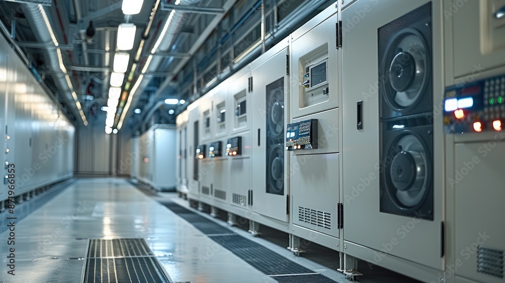 Naklejka premium Cooling installation on a data center. Generative AI.