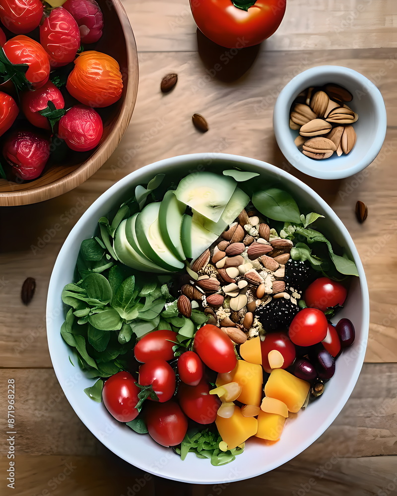 Fresh Salad with Mixed Vegetables and Nuts Fresh Salad with Mixed Vegetables and Nuts