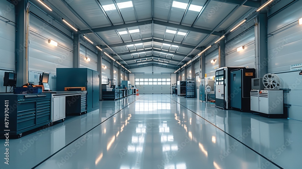 Fototapeta premium Modern workshop, production hall. Generative AI.