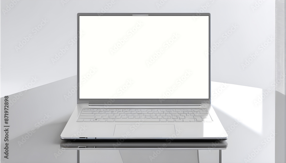 White Screen Laptop Copy Space Text Background White Screen Laptop Copy Space Text Background