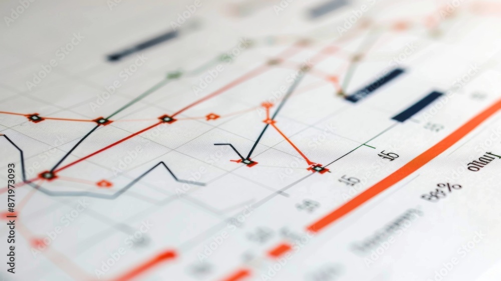 A close-up of a line graph showing financial growth trends over time A close-up of a line graph showing financial growth trends over time