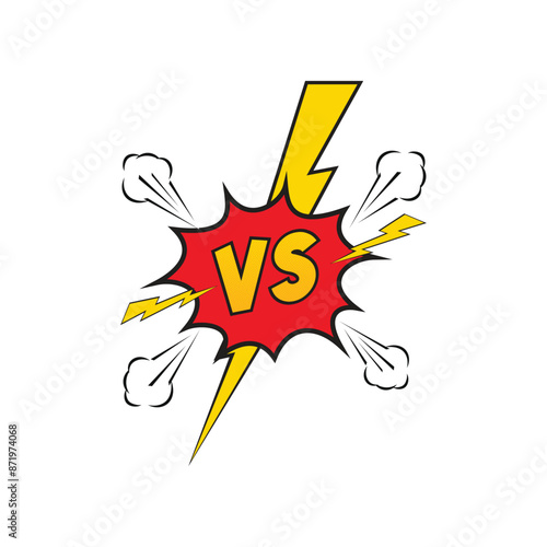 vs comic versus halftone fight battle vector design template with lightning