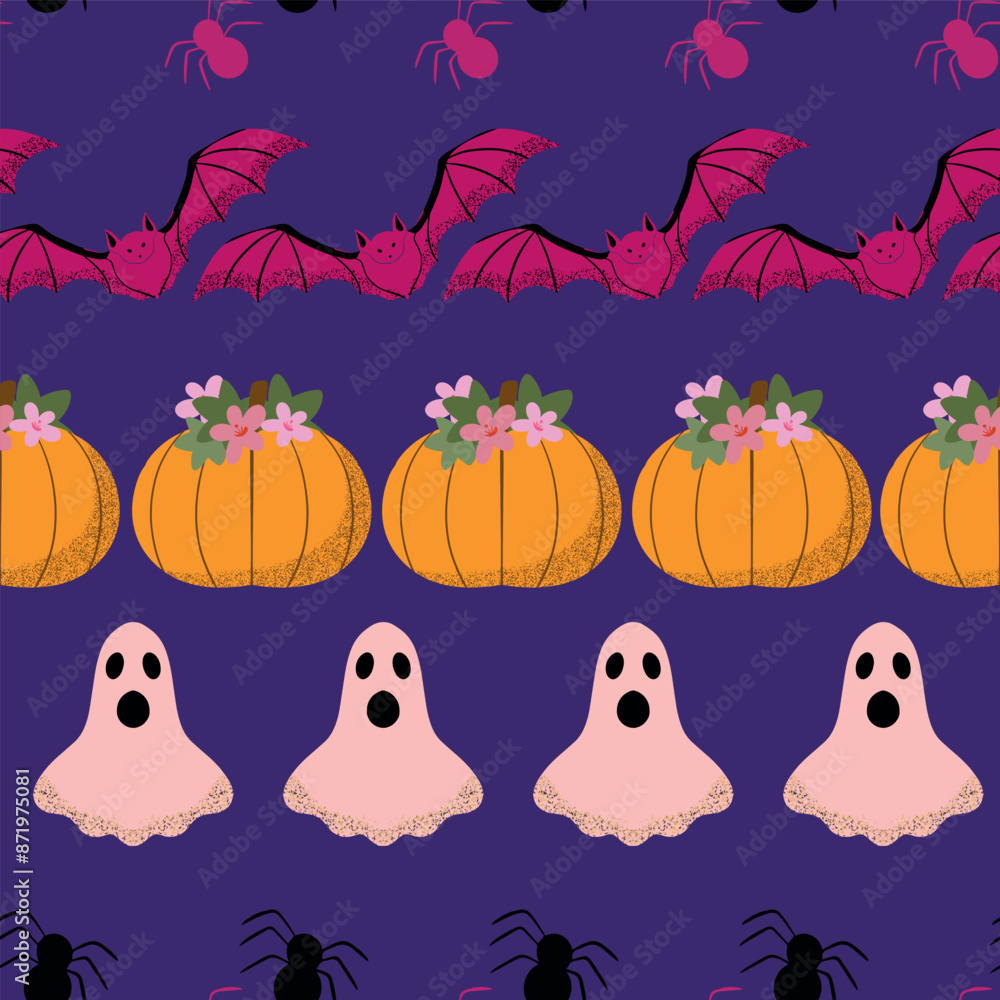 Obraz premium Fun colorful Halloween seamless pattern background illustration